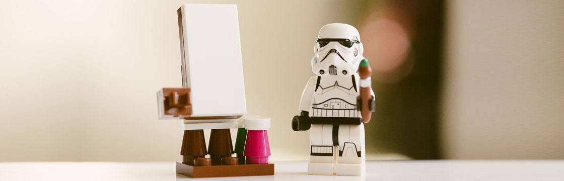 stormtrooper lego toy painting