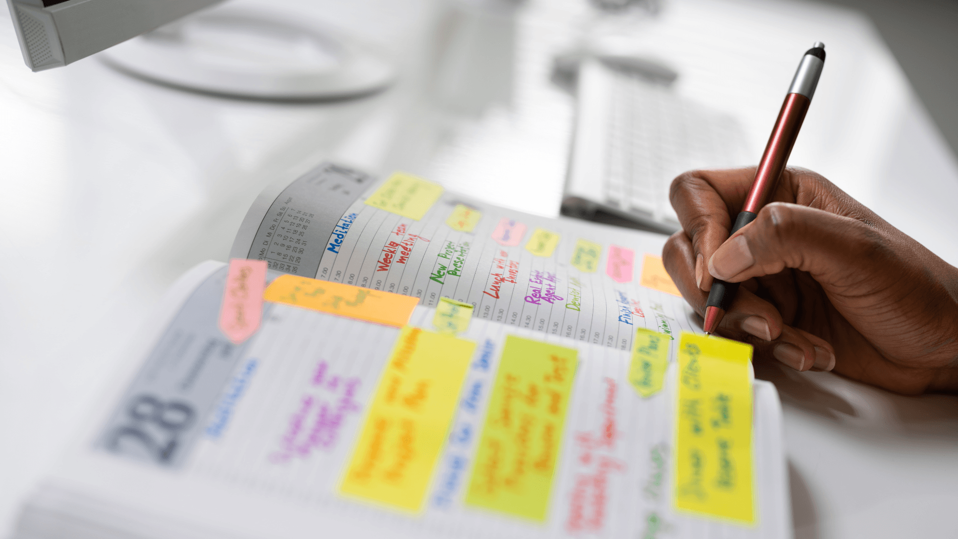 A team collaborating around a table, visually mapping out strategies and workflows.